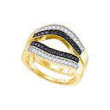 10kt Yellow Gold Womens Round Black Colored Diamond Ring Guard Wrap Solitaire Enhancer 1/2 Cttw 81803 - shirin-diamonds