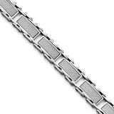 Stainless Steel Grey Carbon Fiber Inlay Polished Bracelet 8.5in