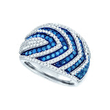 10kt White Gold Womens Round Blue Colored Diamond Cocktail Ring 1-3/4 Cttw 82039 - shirin-diamonds