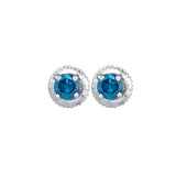 10kt White Gold Womens Round Blue Colored Diamond Solitaire Stud Earrings 1/4 Cttw 82639 - shirin-diamonds