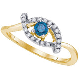 10kt Yellow Gold Womens Round Blue Colored Diamond Solitaire Bridal Wedding Engagement Ring 1/3 Cttw 84524 - shirin-diamonds