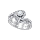 14kt White Gold Womens Round Diamond Swirl Bridal Wedding Engagement Ring Band Set 1.00 Cttw 85066 - shirin-diamonds