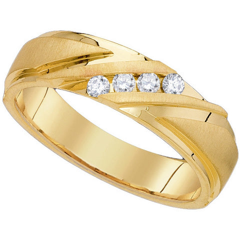 10kt Yellow Gold Mens Round Channel-set Diamond Wedding Anniversary Band Ring 1/4 Cttw 85570 - shirin-diamonds