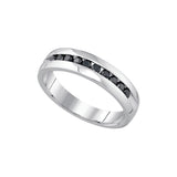 10kt White Gold Mens Round Black Colored Diamond Band Wedding Anniversary Ring 1/2 Cttw 85619 - shirin-diamonds