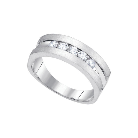 10kt White Gold Mens Round Diamond Band Wedding Anniversary Ring 1/2 Cttw 85671 - shirin-diamonds