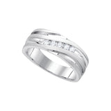 10kt White Gold Mens Round Diamond Band Wedding Anniversary Ring 1/4 Cttw 85689 - shirin-diamonds