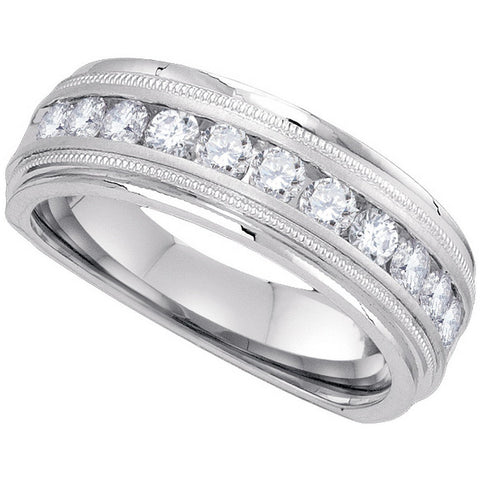 10kt White Gold Mens Round Diamond Band Wedding Anniversary Ring 1.00 Cttw 85834 - shirin-diamonds