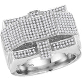 10kt White Gold Mens Round Diamond Rectangle Arched Cluster Ring 1.00 Cttw 86017 - shirin-diamonds