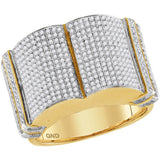 10kt Yellow Gold Mens Round Diamond Symmetrical Rounded Cluster Ring 1-1/5 Cttw 86018 - shirin-diamonds