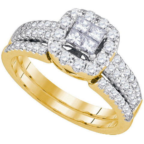 14kt Yellow Gold Womens Princess Diamond Bridal Wedding Engagement Ring Band Set 1.00 Cttw 86616 - shirin-diamonds