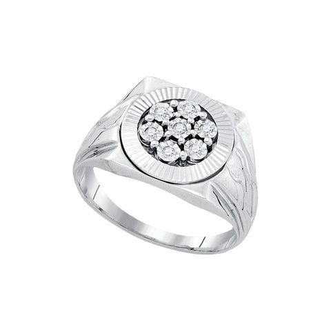 Sterling Silver Mens Round Diamond Cluster Ring 1/10 Cttw 86617 - shirin-diamonds