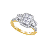 14kt Yellow Gold Womens Princess Diamond Rectangle Cluster Bridal Ring 1.00 Cttw 86697 - shirin-diamonds