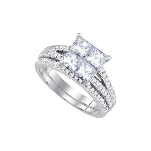 14kt White Gold Womens Princess Diamond Bridal Wedding Engagement Ring Band Set 2.00 Cttw 86704 - shirin-diamonds