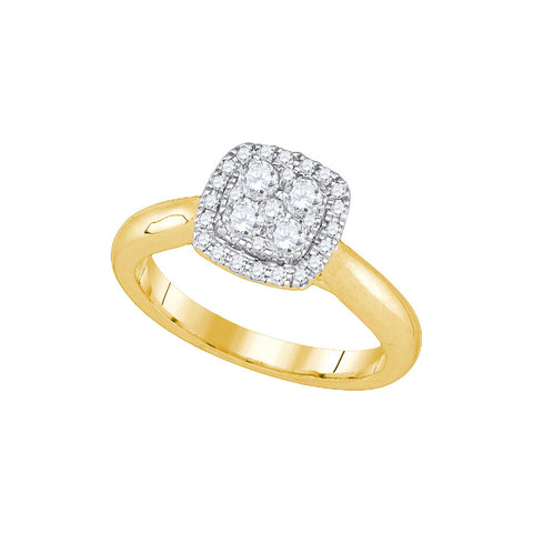 14kt Yellow Gold Womens Round Diamond Cluster Bridal Wedding Engagement Ring 1/2 Cttw 86751 - shirin-diamonds