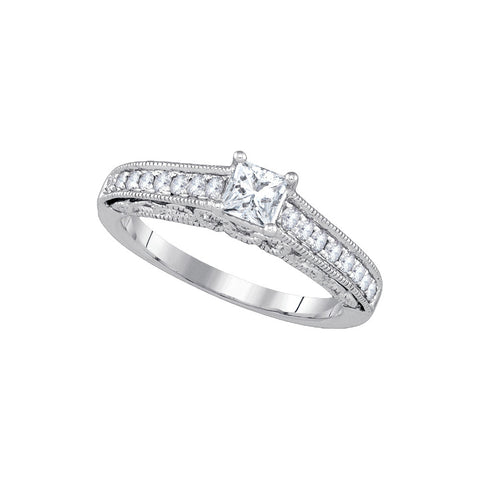 14kt White Gold Womens Princess Diamond Solitaire Bridal Wedding Engagement Ring 5/8 Cttw 86857 - shirin-diamonds