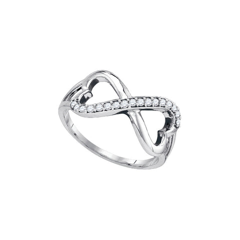 10k White Gold Round Diamond Infinity Heart Woven Womens Band Ring 1/6 Cttw 86945 - shirin-diamonds