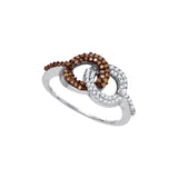 10kt White Gold Womens Round Cognac-brown Colored Diamond Linked Circle Ring 1/3 Cttw 87195 - shirin-diamonds