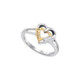 Sterling Silver Womens Round Diamond Mom Mother 2-tone Heart Ring .03 Cttw 87961 - shirin-diamonds