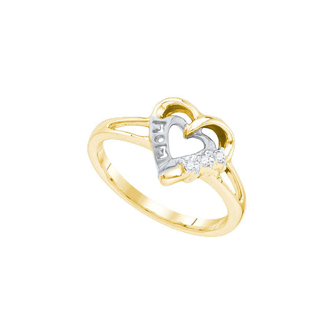 Yellow-tone Sterling Silver Womens Round Diamond Heart Love Ring .03 Cttw 87987 - shirin-diamonds