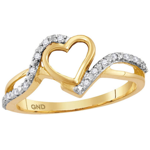 10kt Yellow Gold Womens Round Diamond Simple Heart Ring 1/12 Cttw 88571 - shirin-diamonds