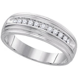 Sterling Silver Mens Round Diamond Band Wedding Anniversary Ring 1/4 Cttw 88601 - shirin-diamonds