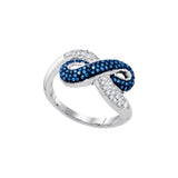 10kt White Gold Womens Round Blue Colored Diamond Infinity Ring 1/3 Cttw 89191 - shirin-diamonds