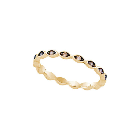 10kt Yellow Gold Womens Round Cognac-brown Colored Diamond Band Ring 1/10 Cttw 89262 - shirin-diamonds