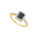 10kt Yellow Gold Womens Round Black Colored Diamond Cluster Ring 3/8 Cttw 89549 - shirin-diamonds