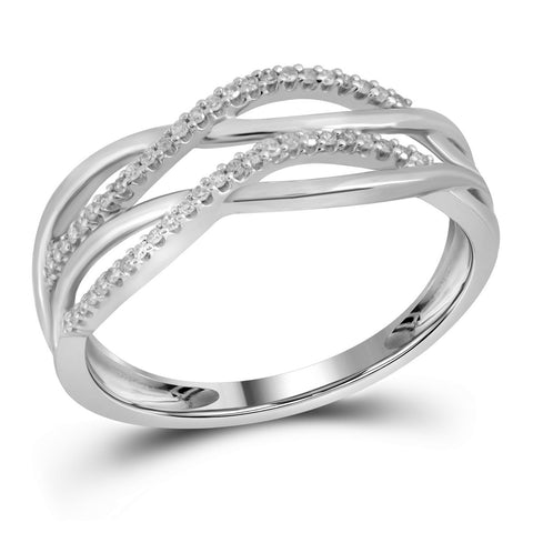 10kt White Gold Womens Round Diamond Entwined Strand Band Ring 1/8 Cttw 89727 - shirin-diamonds