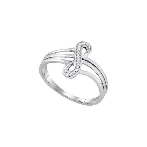 10kt White Gold Womens Round Diamond Vertical Infinity Strand Ring 1/20 Cttw 89729 - shirin-diamonds