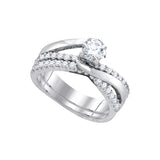 14kt White Gold Womens Round Diamond Bridal Wedding Engagement Ring Band Set 1.00 Cttw 89925 - shirin-diamonds