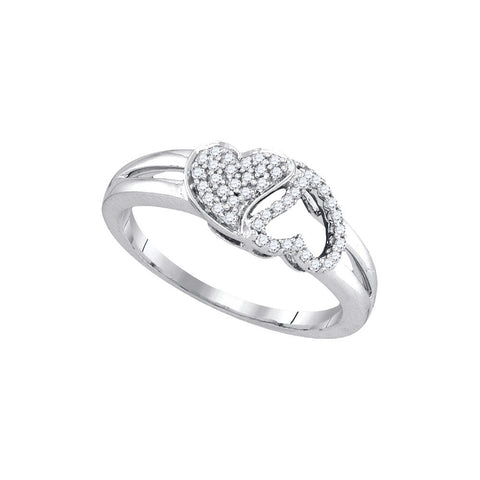 10kt White Gold Womens Round Diamond Heart Love Ring 1/5 Cttw 89986 - shirin-diamonds