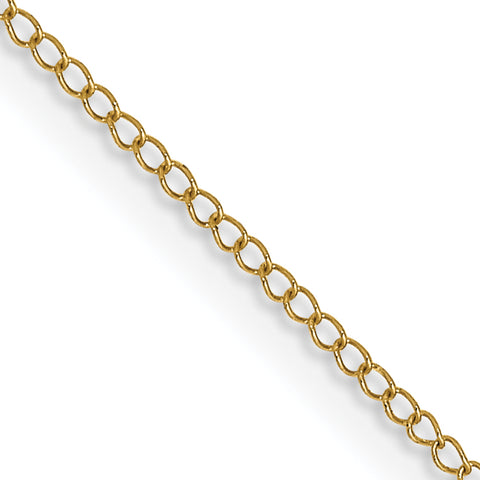 14k Yellow Gold Thin 18in 0.51mm Carded Curb Necklace Chain