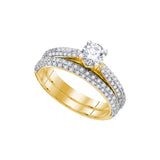 14kt Yellow Gold Womens Diamond Round Bridal Wedding Engagement Ring Band Set 1.00 Cttw 90104 - shirin-diamonds