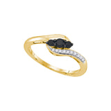 10kt Yellow Gold Womens Round Black Colored Diamond 3-stone Ring 1/4 Cttw 90115 - shirin-diamonds