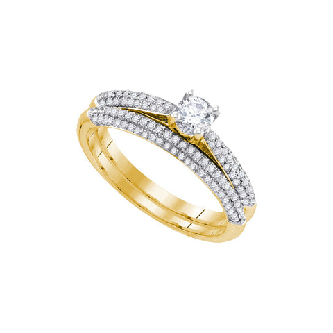 14k Yellow Gold Womens Round Diamond Bridal Wedding Engagement Ring Band Set 3/4 Cttw 90164 - shirin-diamonds