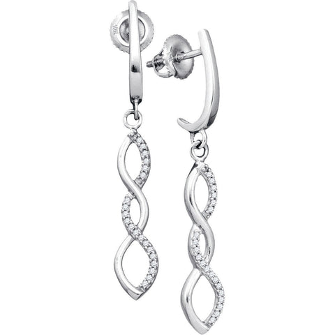 10kt White Gold Womens Round Diamond Infinity Dangle Earrings 1/8 Cttw 90228 - shirin-diamonds