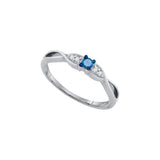 10kt White Gold Womens Round Blue Colored Diamond Solitaire Promise Bridal Ring 1/8 Cttw 90359 - shirin-diamonds