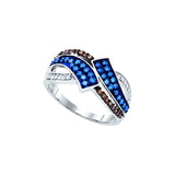 10kt White Gold Womens Round Blue Colored Diamond Bypass Crossover Band Ring 1/2 Cttw 90382 - shirin-diamonds