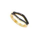 10kt Yellow Gold Womens Round Black Colored Diamond Ring Guard Wrap Solitaire Enhancer 1/3 Cttw 90474 - shirin-diamonds