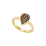 10kt Yellow Gold Womens Round Cognac-brown Colored Diamond Teardrop Cluster Ring 1/5 Cttw 90497 - shirin-diamonds
