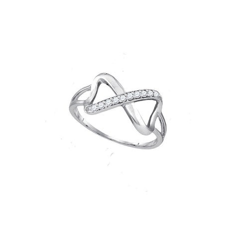 Sterling Silver Womens Round Diamond Infinity Fashion Band Ring 1/10 Cttw 90678 - shirin-diamonds