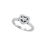 10kt White Gold Womens Round Diamond Simple Heart Halo Ring 1/4 Cttw 91007 - shirin-diamonds