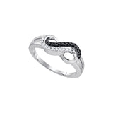 10kt White Gold Womens Round Black Colored Diamond Infinity Ring 1/6 Cttw 91063 - shirin-diamonds