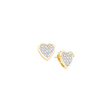 14kt Yellow Gold Womens Princess Diamond Heart Love Screwback Earrings 1/2 Cttw 9131 - shirin-diamonds