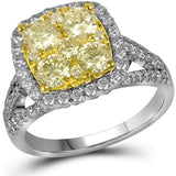 14kt White Gold Womens Round Yellow Diamond Cluster Bridal Wedding Engagement Ring 2-1/5 Cttw 91489 - shirin-diamonds