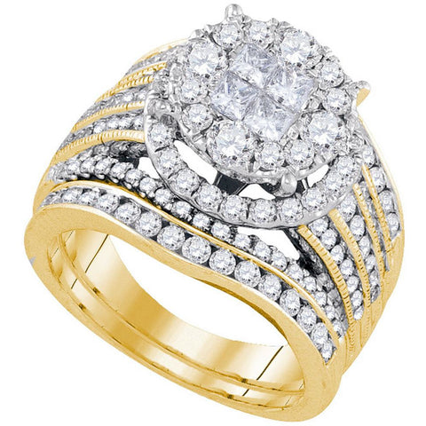 14kt Yellow Gold Womens Princess Round Diamond Soleil Bridal Wedding Engagement Ring Band Set 2-1/2 Cttw 91607 - shirin-diamonds