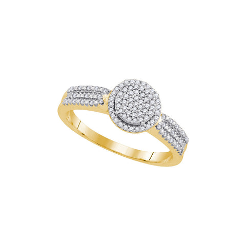 10kt Yellow Gold Womens Diamond Circle Frame Cluster Bridal Engagement Ring 1/5 Cttw 91936 - shirin-diamonds
