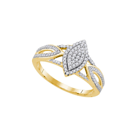10kt Yellow Gold Womens Round Diamond Marquise-shape Cluster Bridal Wedding Engagement Ring 1/4 Cttw 91973 - shirin-diamonds