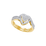 10kt Yellow Gold Womens Round Diamond Heart Cluster Bridal Wedding Engagement Ring Band Set 1/3 Cttw 91991 - shirin-diamonds